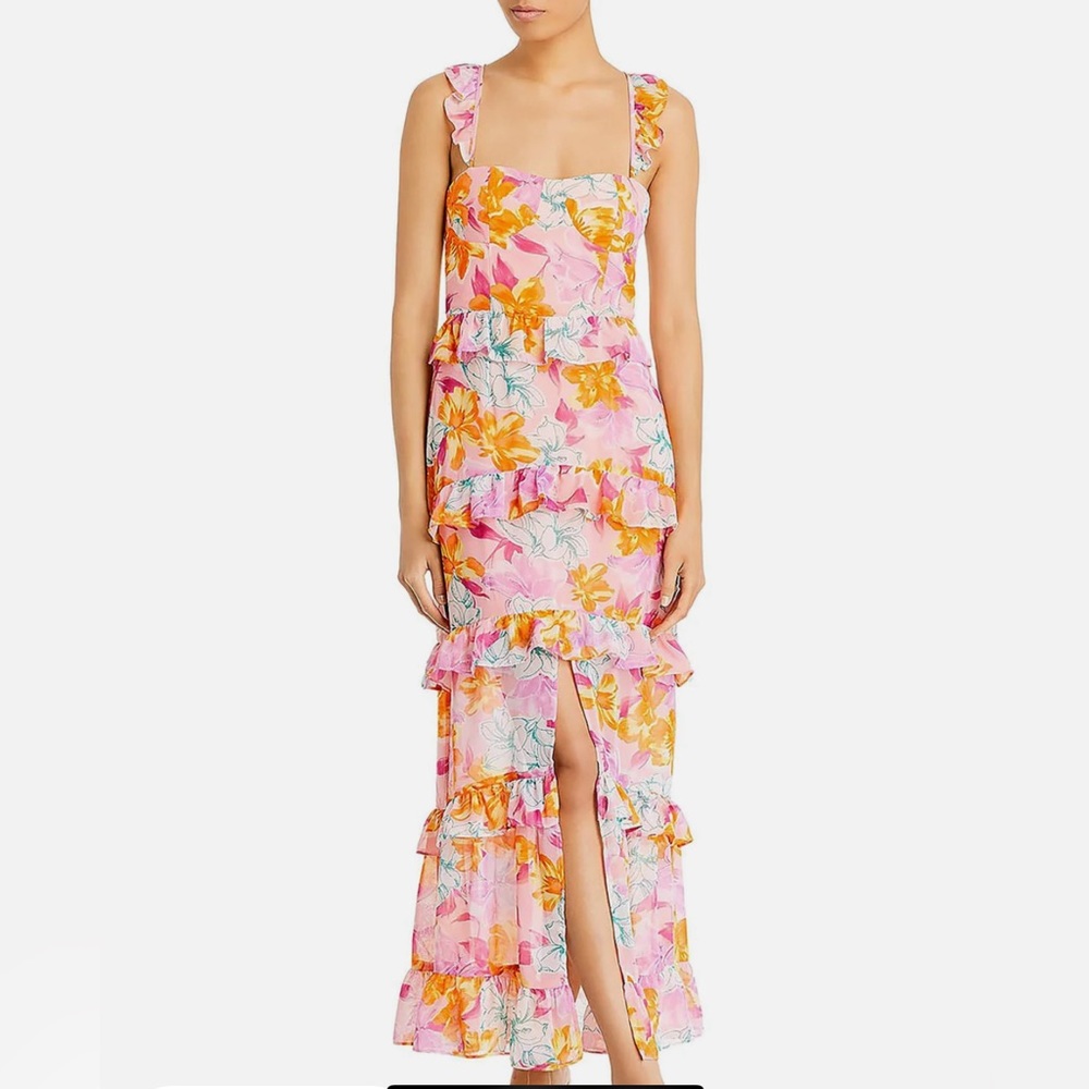 Never worn with tags, long floral WAYF dress with slit down the middle.